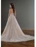 Plunging Neck Strapless Ivory Lace Tulle Open Back Wedding Dress